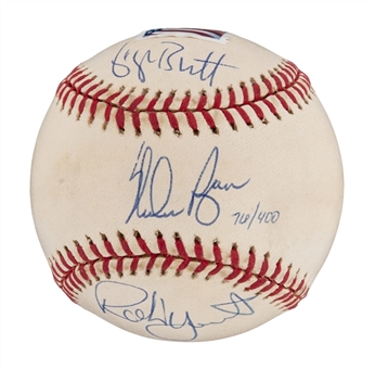 Nolan Ryan, George Brett and Robin Yount Signed Baseball(PSA/DNA)